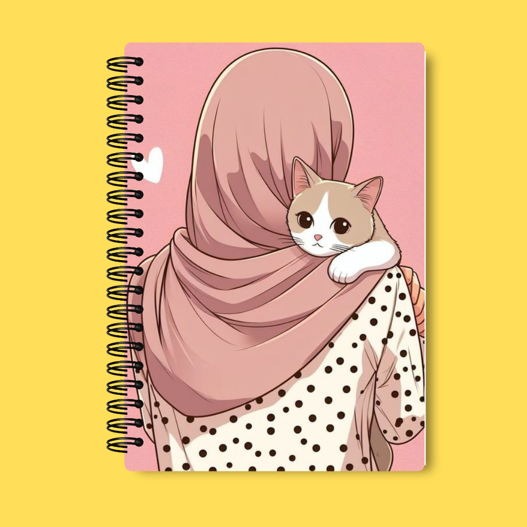 Hijabi Girl With Cat Notebook